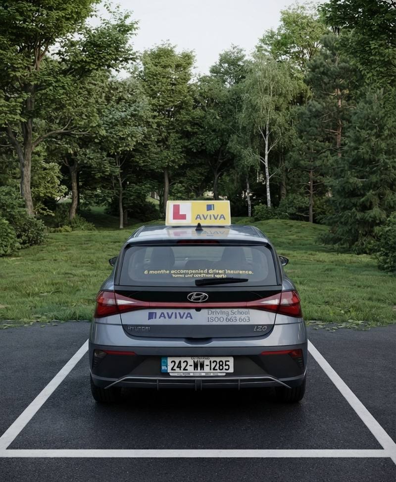 Driving school car with learner roof sign parked in a bay